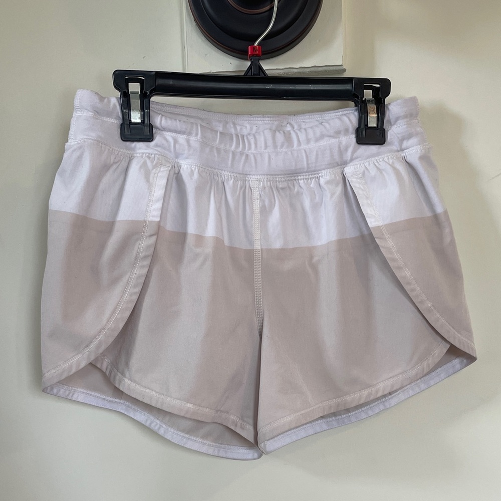 lululemon athletica White and Tan Athletic Shorts